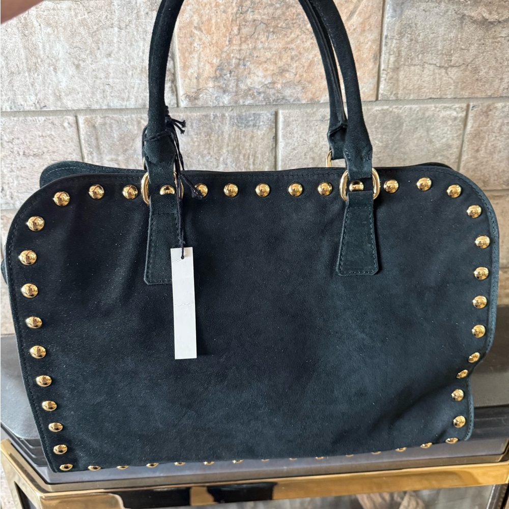 Claudia Suede Black Studded Handbag GORGEOUS